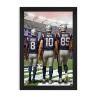 Drake Maye, Hunter Henry & Stefon Diggs Patriots Custom Framed Art Print at PristineAuction.com