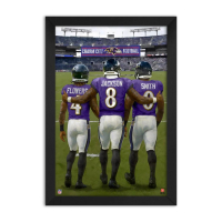 Lamar Jackson, Roquan Smith & Zay Flowers Ravens Custom Framed Art Print at PristineAuction.com