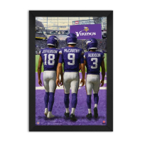 J.J. McCarthy, Jordan Addison & Justin Jefferson Vikings Custom Framed Art Print at PristineAuction.com