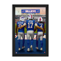 Josh Allen, Keon Coleman & James Cook Bills Custom Framed Art Print at PristineAuction.com