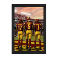 Jayden Daniels, Deebo Smauel & Terry McClaurin Redskins Custom Framed Art Print at PristineAuction.com