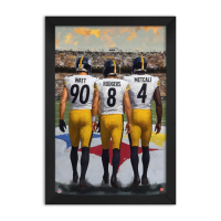 Aaron Rodgers, TJ Watt & DK Metcalf Steelers Custom Framed Art Print at PristineAuction.com
