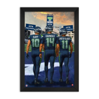 Sam Darnold, Cooper Kupp & Jaxon Smith-Njigba Seahawks Custom Framed Art Print at PristineAuction.com