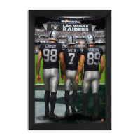 Geno Smith, Brock Bowers & Maxx Crosby Raiders Custom Framed Art Print at PristineAuction.com