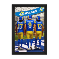 Matthew Stafford, Puka Nacua & Davante Adams Rams Custom Framed Art Print at PristineAuction.com