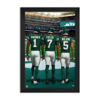 Justin Fields, Garrett Wilson & Sauce Gardner Jets Custom Framed Art Print at PristineAuction.com