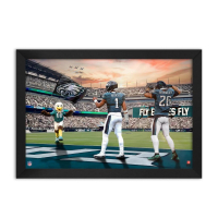 Jalen Hurts & Saquon Barkley Eagles Custom Framed Art Print at PristineAuction.com