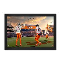 Bo Nix & Courtland Sutton Broncos Custom Framed Art Print at PristineAuction.com