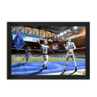 Jared Goff & Amon-Ra St. Brown Lions Custom Framed Art Print at PristineAuction.com
