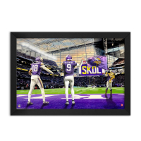 J.J. McCarthy & Justin Jefferson Vikings Custom Framed Art Print at PristineAuction.com