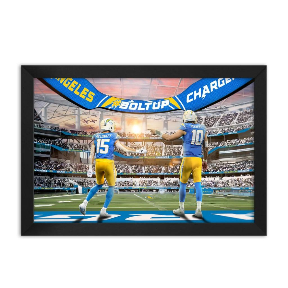 Justin Herbert & Ladd McConkey Chargers Custom Framed Art Print at PristineAuction.com Justin Herbert & Ladd McConkey Chargers Custom Framed Art Print at PristineAuction.com