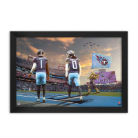 Cam Ward & Calvin Ridley Titans Custom Framed Art Print at PristineAuction.com