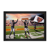 Caleb Williams & DJ Moore Bears Custom Framed Art Print at PristineAuction.com