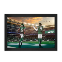 Justin Fields & Garrett Wilson Jets Custom Framed Art Print at PristineAuction.com