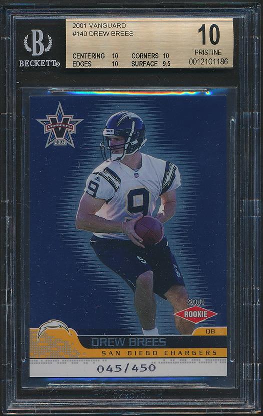 Drew Brees 2001 Vanguard #140 RC #450 (BGS 10) at PristineAuction.com Drew Brees 2001 Vanguard #140 RC #450 (BGS 10) at PristineAuction.com