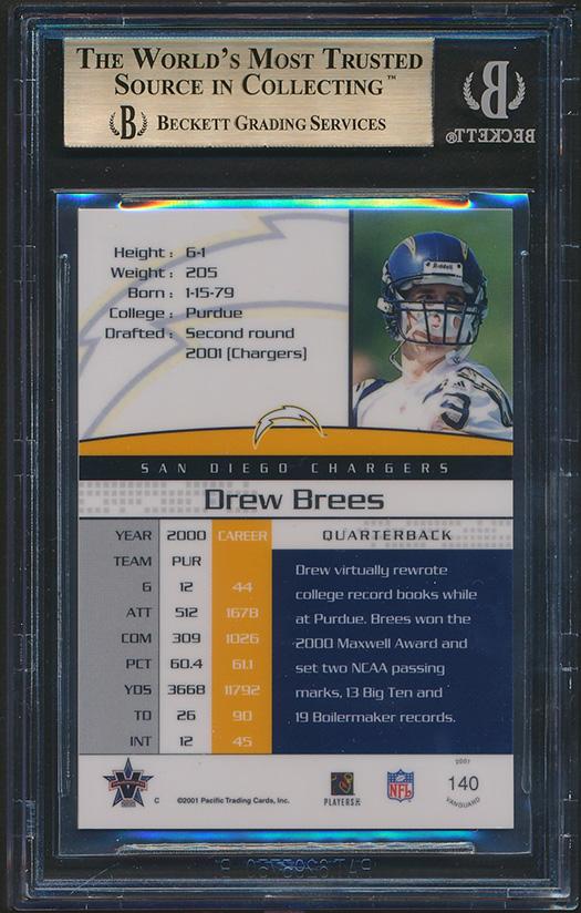 Drew Brees 2001 Vanguard #140 RC #450 (BGS 10) at PristineAuction.com Drew Brees 2001 Vanguard #140 RC #450 (BGS 10) at PristineAuction.com
