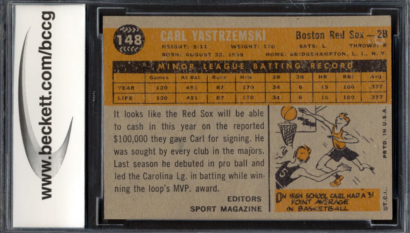 Carl Yastrzemski 1960 Topps #148 RS RC (BCCG 8) at PristineAuction.com Carl Yastrzemski 1960 Topps #148 RS RC (BCCG 8) at PristineAuction.com