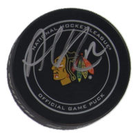 Alex Debrincat Signed Blackhawks Logo Hockey Puck (JSA) at PristineAuction.com