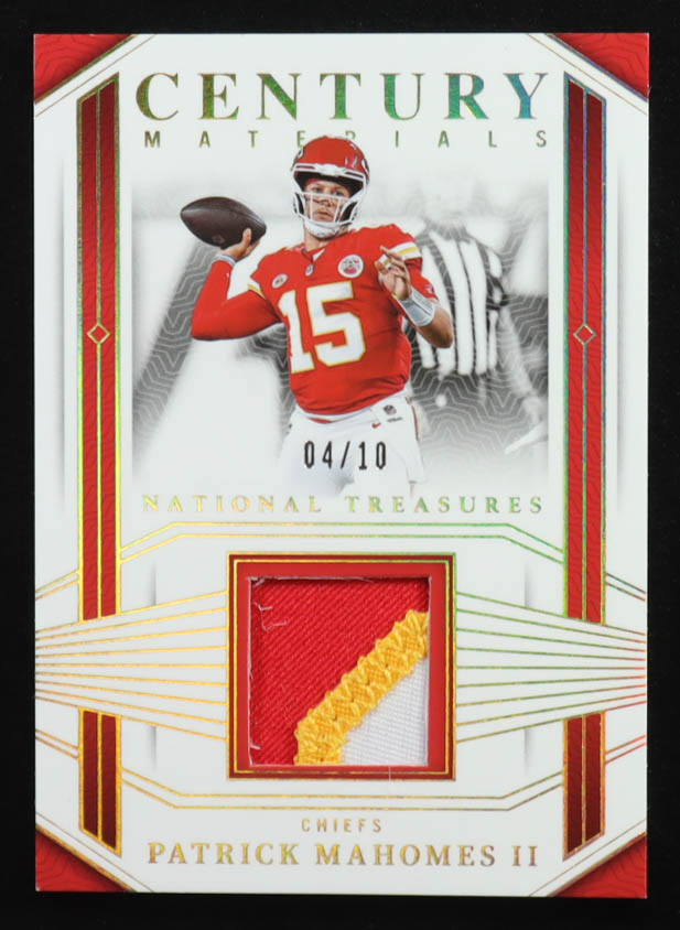 Patrick Mahomes II 2023 Panini National Treasures Century Materials Holo Gold #81 #04/10 at PristineAuction.com Patrick Mahomes II 2023 Panini National Treasures Century Materials Holo Gold #81 #04/10 at PristineAuction.com