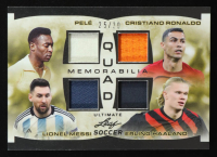 Pele / Lionel Messi / Cristiano Ronaldo / Erling Haaland 2022 Leaf Ultimate Quad Memorabilia #UQM10 #25/30 at PristineAuction.com