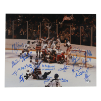 1980 US Olympics 16x20 Photo Signed By (18) Including Dave Silk & Rob McClanahan Inscribed "Do you Believe in Miracles?" (Beckett) at PristineAuction.com
