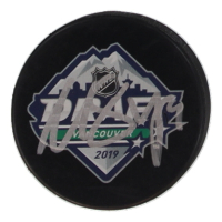 Matthew Boldy Signed 2019 NHL Draft Logo Hockey Puck (JSA) at PristineAuction.com