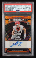 Ladd McConkey 2024 Panini Prizm Draft Picks Autographs Orange Wave #40 RC #58/75 (PSA 10) at PristineAuction.com