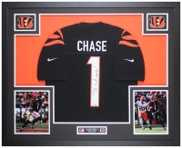 Ja'Marr Chase Signed Bengals Custom Framed Nike Authentic Jersey Display (Fanatics) at PristineAuction.com