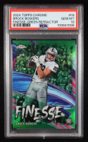 Brock Bowers 2024 Topps Chrome Finesse Green Refractors #F8 RC #22/99 (PSA 10) at PristineAuction.com