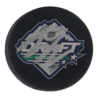 Jack Hughes Signed 2019 NHL Draft Logo Hockey Puck (Beckett) at PristineAuction.com