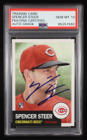 Spencer Steer Signed 2023 Topps Living #649 RC (PSA | Autograph Graded 10) at PristineAuction.com