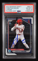 Christian Moore Signed 2024 Bowman Chrome Draft #BDC13 RC (PSA 8 | Autograph Graded 10) at PristineAuction.com