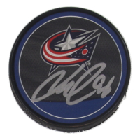 Jack Roslovic Signed Blue Jackets Logo Hockey Puck (JSA) at PristineAuction.com