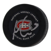 Max Domi Signed Canadiens Logo Hockey Puck (Beckett) at PristineAuction.com