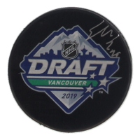 Spencer Knight Signed 2019 NHL Draft Logo Hockey Puck (Beckett) at PristineAuction.com