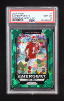 Xavier Worthy 2024 Panini Prizm Emergent Prizm Green Ice #7 RC (PSA 10) at PristineAuction.com