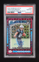 Jonathon Brooks 2024 Donruss Optic Rated Rookies RPS Autographs Pink Velocity #258 #21/50 RC (PSA 10) at PristineAuction.com