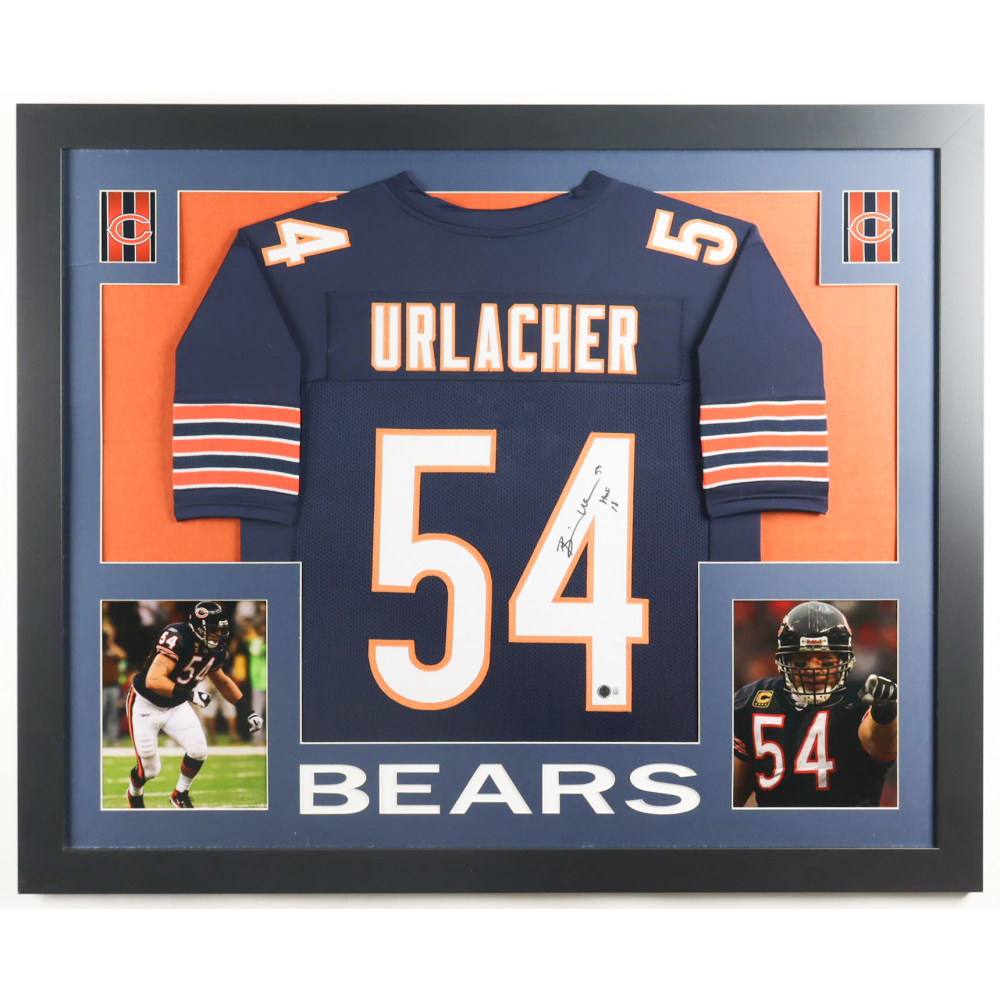 Brian Urlacher Signed Custom Framed Jersey Display Inscribed "HOF 18" (Beckett) at PristineAuction.com