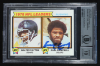 Earl Campbell Signed 1979 Topps #3 Rushing Leaders Earl Campbell / Walter Payton (BGS | Auto 10) at PristineAuction.com