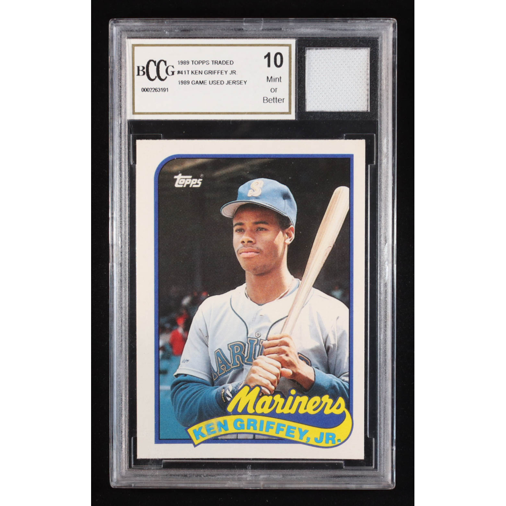 Ken Griffey Jr. 1989 Topps Traded #41T RC With Game Used Jersey (BCCG 10) at PristineAuction.com