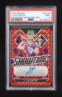 JJ McCarthy 2024 Panini Mosaic Showtime Signatures Red #002/199 RC (PSA 9) at PristineAuction.com