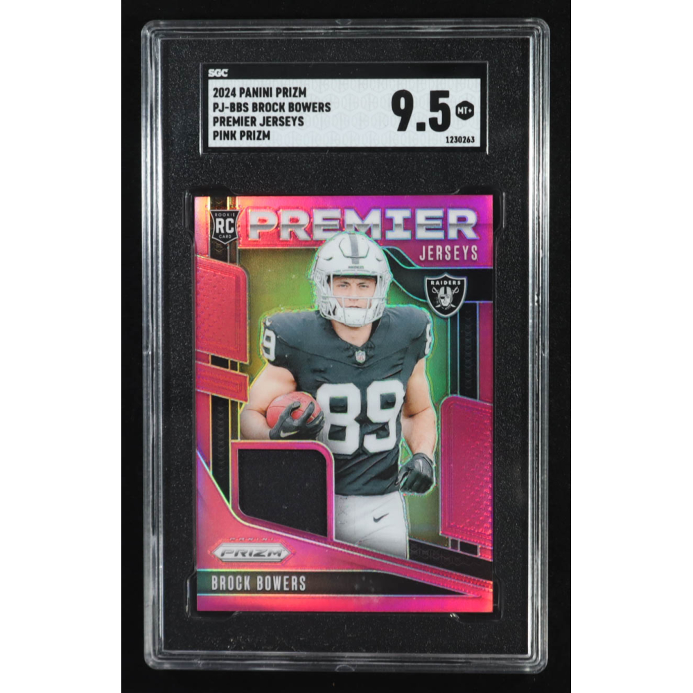 Brock Bowers 2024 Panini Prizm Premier Jerseys Pink #3 RC (SGC 9.5) at PristineAuction.com