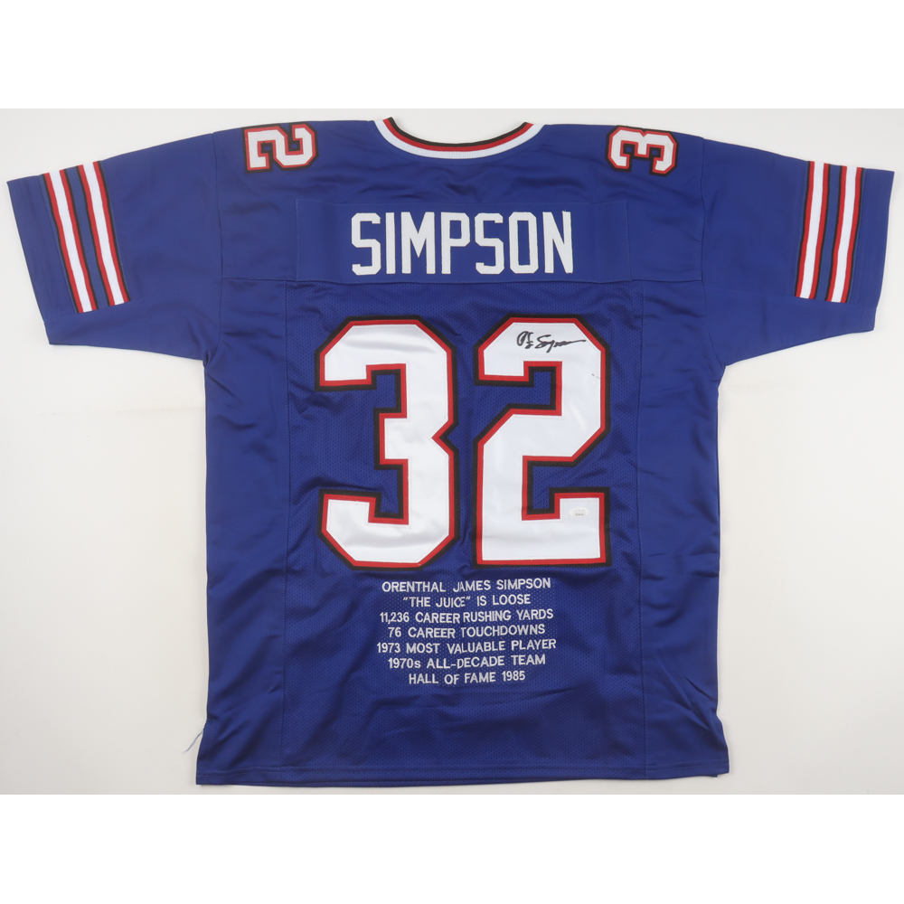 O.J. Simpson Signed Career Highlight Stat Jersey (JSA) at PristineAuction.com