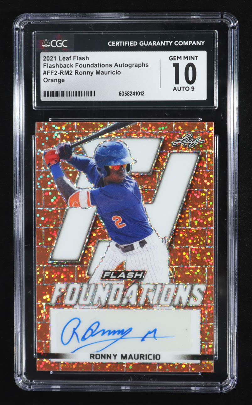 Ronny Mauricio 2021 Leaf Flash Flashback Foundations Orange #FF2RM2 #03/10 (CGC 10 | Auto Grade CGC 9) at PristineAuction.com Ronny Mauricio 2021 Leaf Flash Flashback Foundations Orange #FF2RM2 #03/10 (CGC 10 | Auto Grade CGC 9) at PristineAuction.com