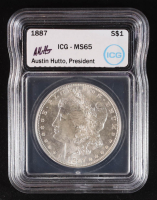 1887 Morgan Silver Dollar - Austin Hutto Signature Label (ICG MS65) at PristineAuction.com