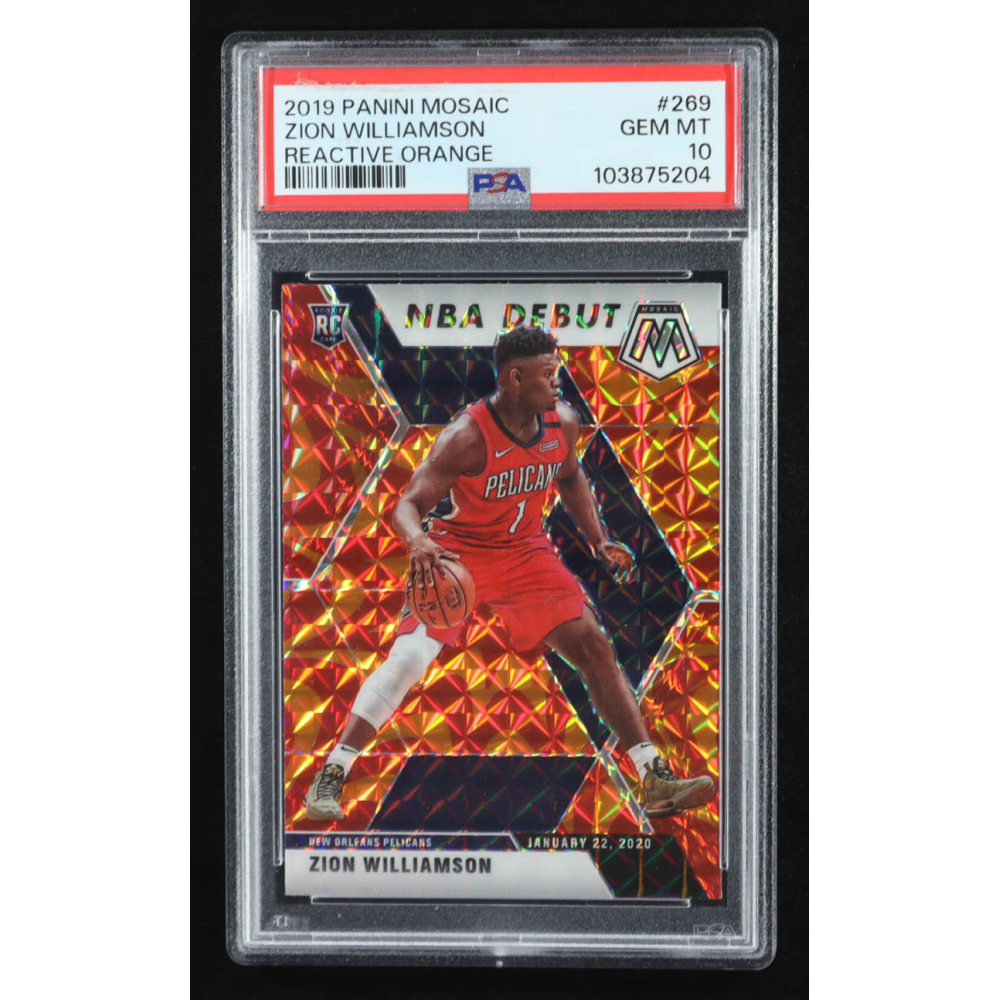 Zion Williamson 2019-20 Panini Mosaic Mosaic Orange Reactive #269 RC (PSA 10) at PristineAuction.com