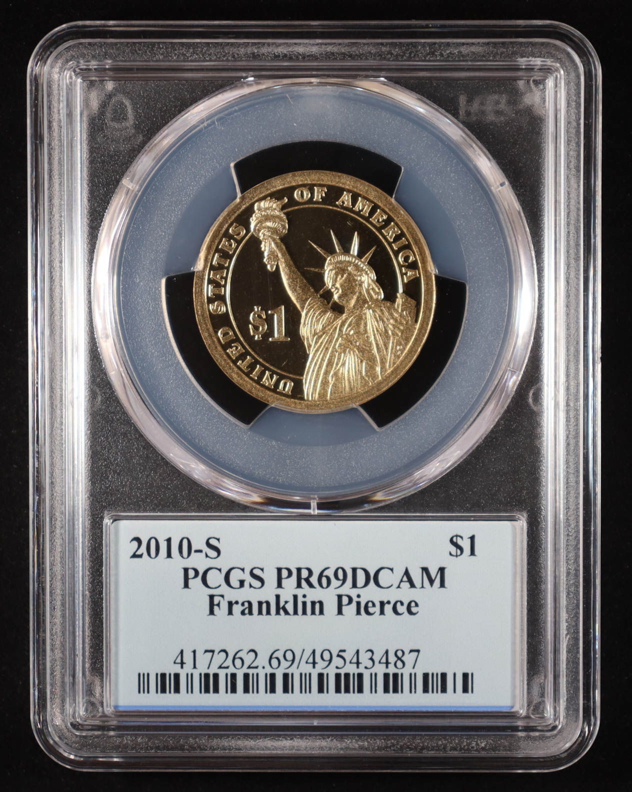 2010-S U.S. Presidential Proof $1 Coin - Franklin Pierce 14th President (PCGS PR69DCAM) at PristineAuction.com 2010-S U.S. Presidential Proof $1 Coin - Franklin Pierce 14th President (PCGS PR69DCAM) at PristineAuction.com