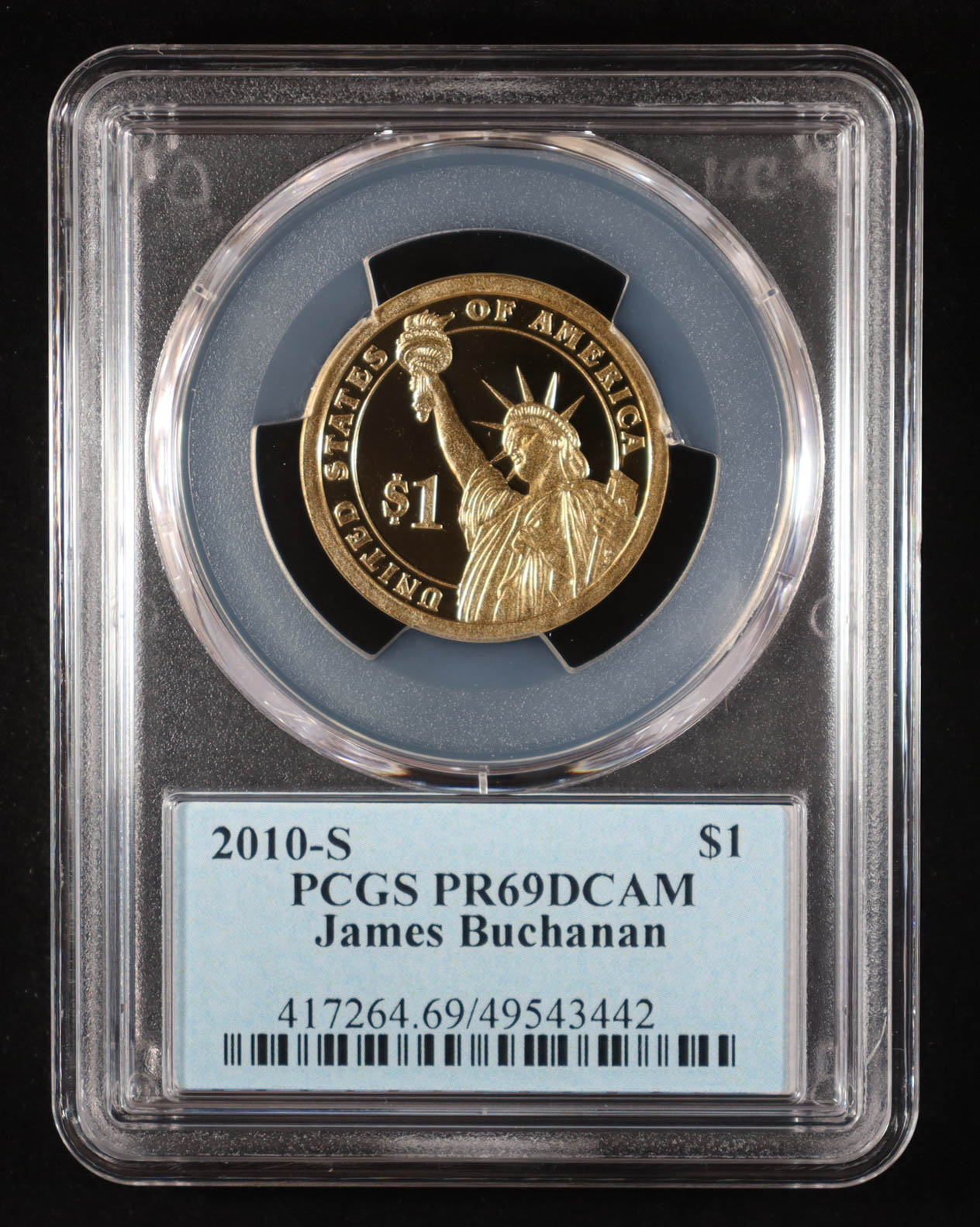 2010-S U.S. Presidential Proof $1 Coin - James Buchanan 15th President (PCGS PR69DCAM) at PristineAuction.com 2010-S U.S. Presidential Proof $1 Coin - James Buchanan 15th President (PCGS PR69DCAM) at PristineAuction.com