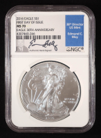 2016 American Silver Eagle, First Day of Issue 30th Anniversary - Edmund Moy Signed Label (NGC MS70) at PristineAuction.com