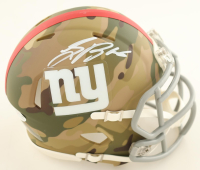 Saquon Barkley Signed Giants Camo Alternate Speed Mini Helmet (Beckett) at PristineAuction.com